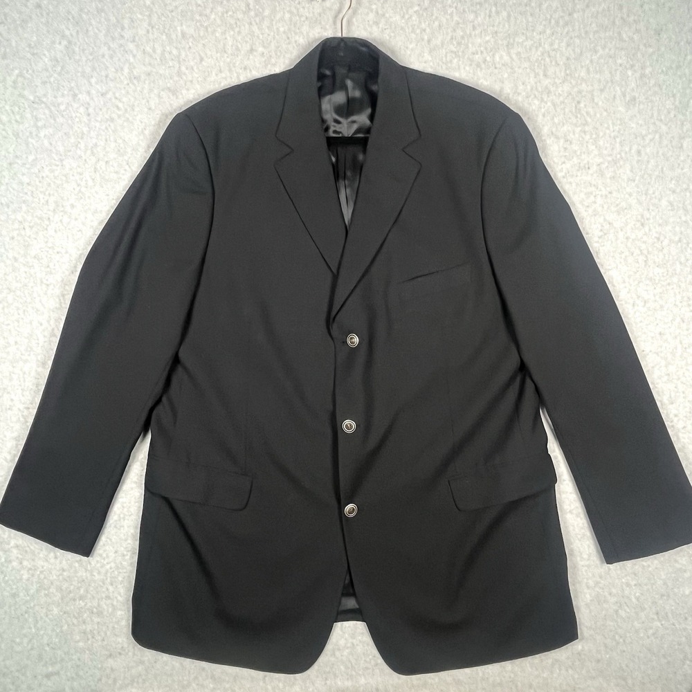 Alan Flusser Men's 3 Silver‎ Gold Metal Button Sport Coat Blazer 46L Black - Picture 2 of 10